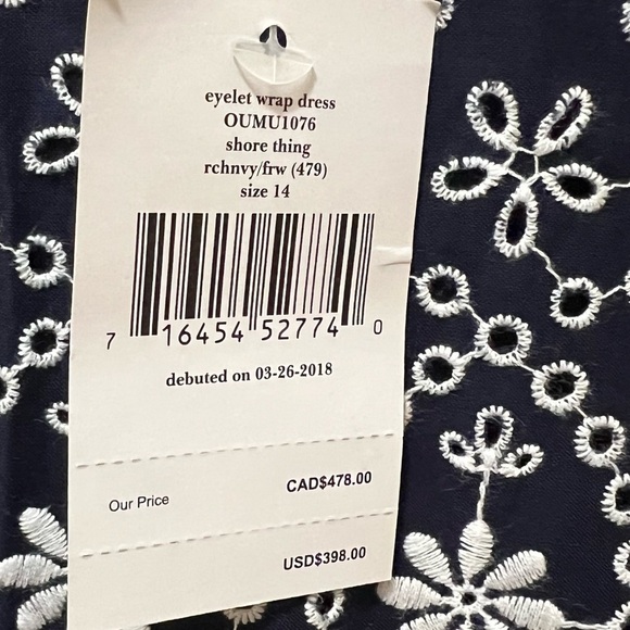 Kate Spade Shore Thing Eyelet Wrap Dress navy & white ruffles 14 NWT - Picture 13 of 14